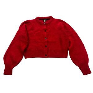16-15 NO NAME by Naked Cashmere Women's Daisy Crop Cardigan Red Medium